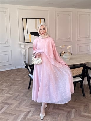 Soraya Fırfır Detaylı Etekli Takım Pembe (4467)