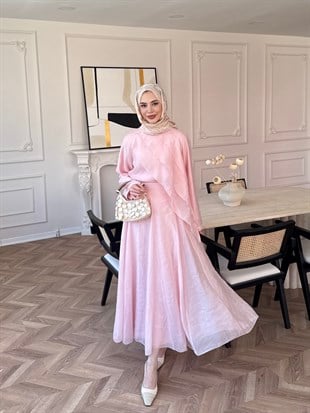 Soraya Fırfır Detaylı Etekli Takım Pembe (4467)