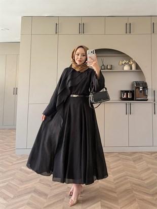 Soraya Fırfır Detaylı Etekli Takım Siyah (4467)