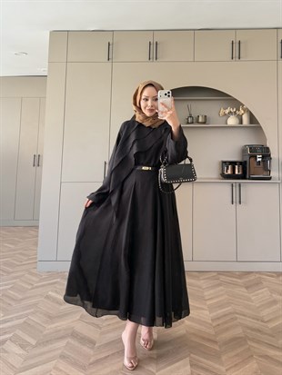 Soraya Fırfır Detaylı Etekli Takım Siyah (4467)