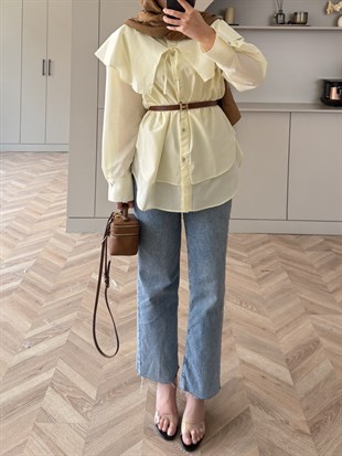Sorbe Yaka Detaylı Gömlek ButterYellow (3098)