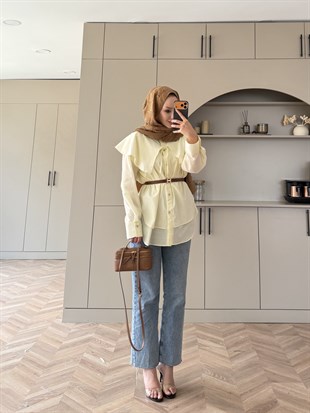 Sorbe Yaka Detaylı Gömlek ButterYellow (3098)
