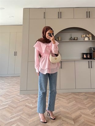 Sorbe Yaka Detaylı Gömlek Pembe (3098)