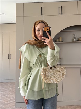 Sorbe Yaka Detaylı Gömlek Yeşil (3098)