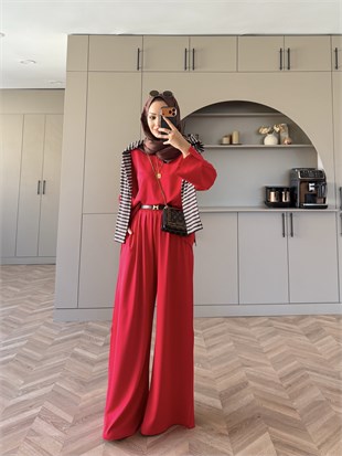 Spoon Oysh Pantolonlu Takım Kırmızı (2378)