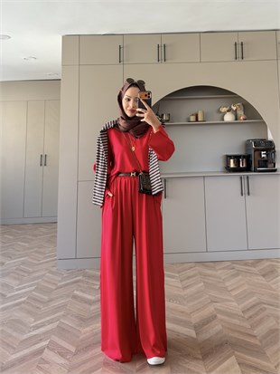 Spoon Oysh Pantolonlu Takım Kırmızı (2378)