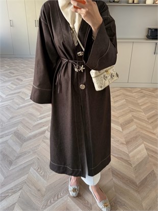 Star Kimono Kot Ceket Kahve (0070)