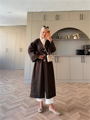 Star Kimono Kot Ceket Kahve (0070)