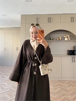 Star Kimono Kot Ceket Kahve (0070)