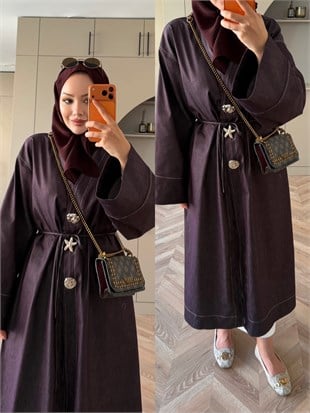 Star Kimono Kot Ceket Mürdüm (0070)