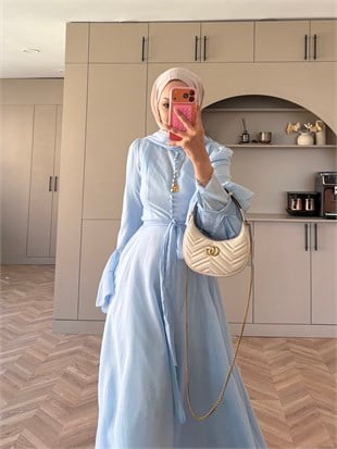 Stone Şallı Elbise Mavi (26177)