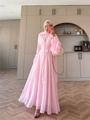 Stone Şallı Elbise Pembe (26177)