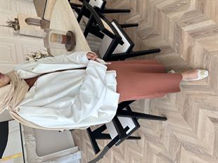 Süet Bomber Ceket Ekru