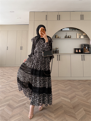 Sunday Dantel Detaylı Etekli Takım Siyah (5722)