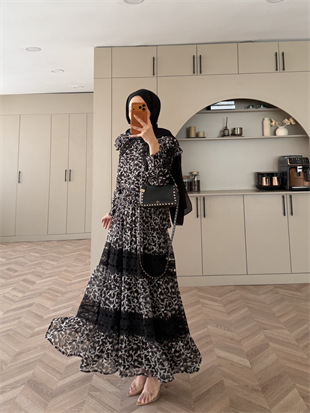 Sunday Dantel Detaylı Etekli Takım Siyah (5722)