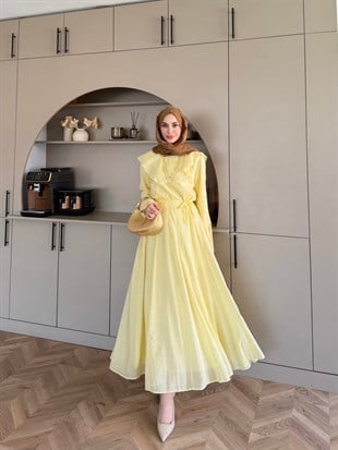 Svetlana Yaka Detaylı Elbise ButterYellow (4459)