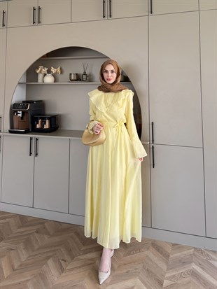 Svetlana Yaka Detaylı Elbise ButterYellow (4459)