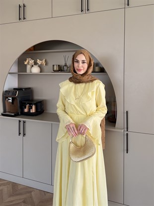 Svetlana Yaka Detaylı Elbise ButterYellow (4459)