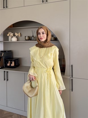 Svetlana Yaka Detaylı Elbise ButterYellow (4459)