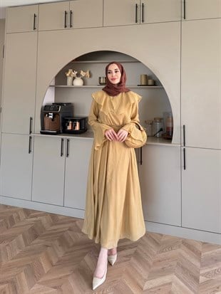 Svetlana Yaka Detaylı Elbise Camel  (4459)