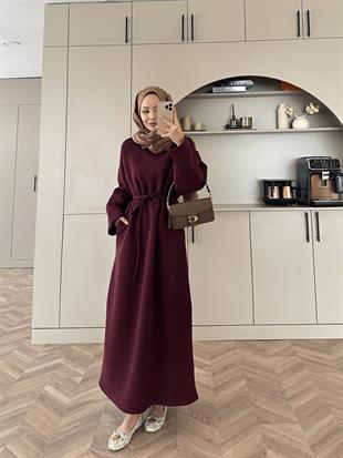 Sweat Elbise Bordo