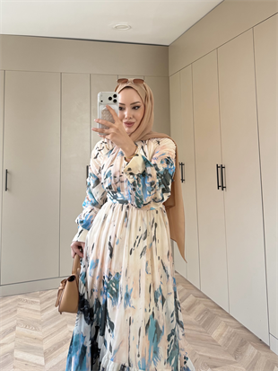 Swetlana Şifon Elbise Mavi (5743)