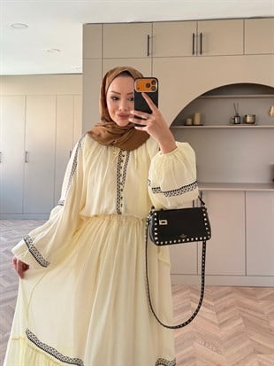 Swril Düğme Detaylı Etek Takım Bej (5774)
