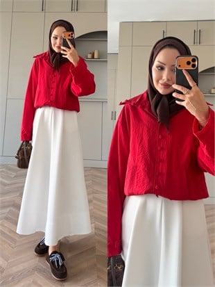 Tailor Düğmeli Yağmurluk Kırmızı (2383)