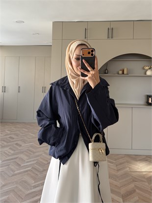 Tailor Düğmeli Yağmurluk Lacivert (2383)
