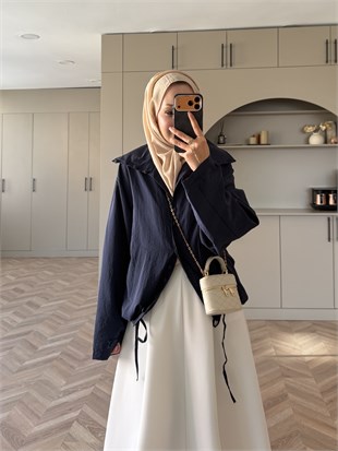Tailor Düğmeli Yağmurluk Lacivert (2383)