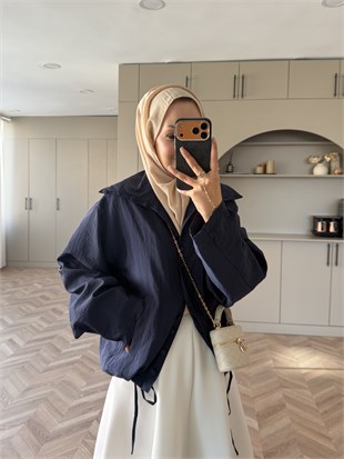 Tailor Düğmeli Yağmurluk Lacivert (2383)