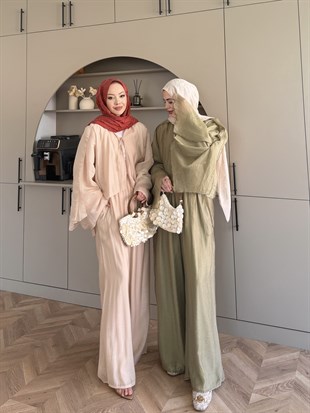 Talyra Pelerinli Pantolon Takım Bej (5803)