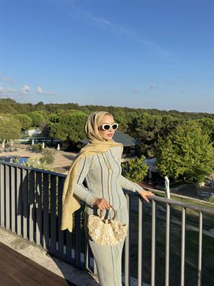 Tanya Işıltılı Etekli Takım Mavi