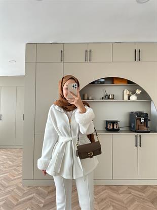 Tara Kürklü Scuba Takım Beyaz