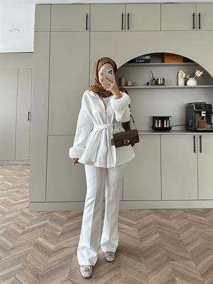 Tara Kürklü Scuba Takım Beyaz