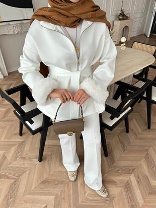 Tara Kürklü Scuba Takım Beyaz