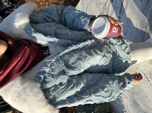 Tasarım Kürk Yakalı Kot Ceket Açık Mavi