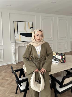 Taşlı Keten Takım Haki