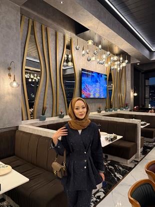 Taşlı Kot Takım Mavi