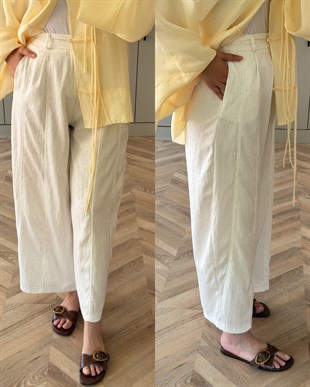 Velvet Taşlı Pantolon Beyaz (006)