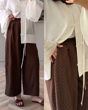 Velvet Taşlı Pantolon Kahve (006)
