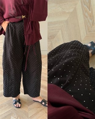 Velvet Taşlı Pantolon Siyah (006)
