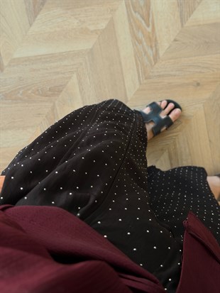 Velvet Taşlı Pantolon Siyah (006)