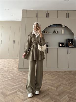 Taşlı Modal Takım Haki (4405)