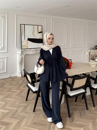 Taşlı Modal Takım Lacivert (4405)
