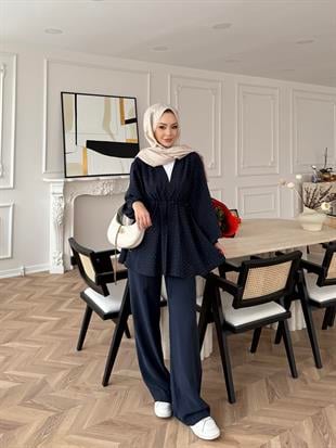 Taşlı Modal Takım Lacivert (4405)