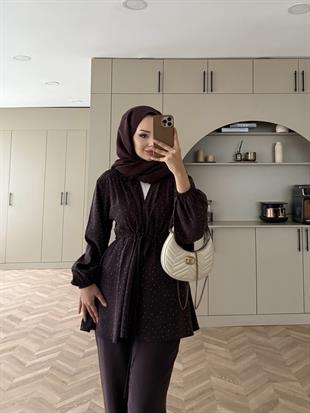 Taşlı Modal Takım Mürdüm (4405)