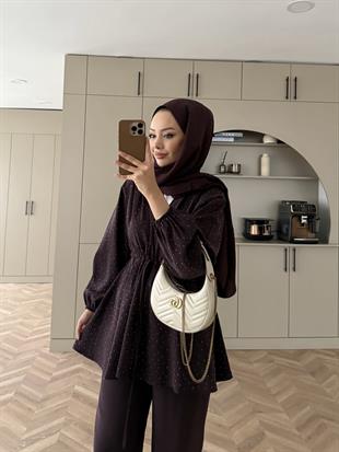 Taşlı Modal Takım Mürdüm (4405)