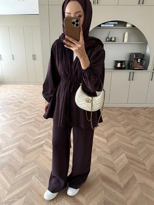 Taşlı Modal Takım Mürdüm (4405)