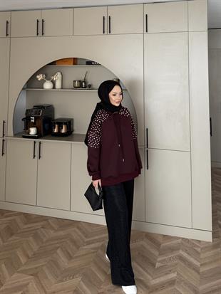 Taşlı Scuba Sweat Bordo